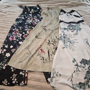 1 Alluring Look Black Floral Satin Cowl Neck Wide-Leg JumpsuitLulus & 2 Dresses